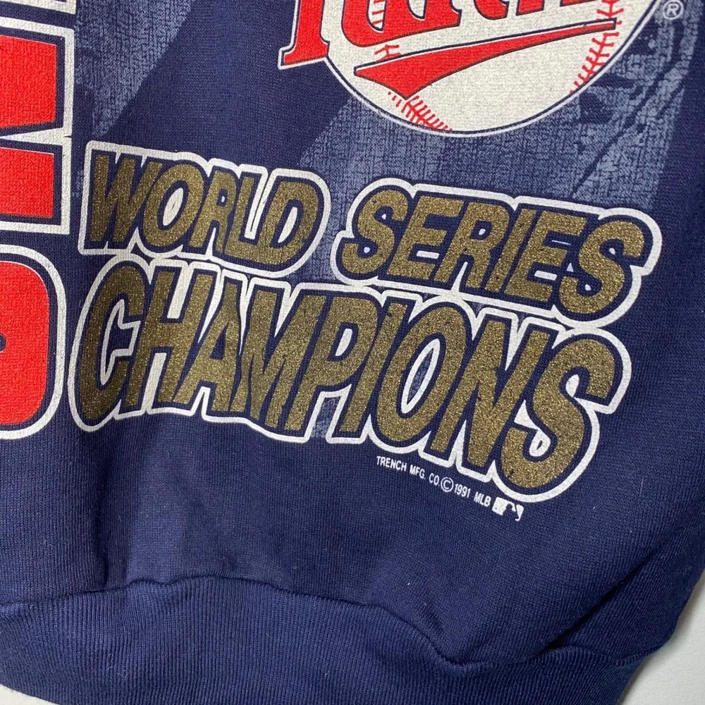 Vintage Minnesota Twins 1991 World Series Champions Sweatshirt Navy‎ Blue